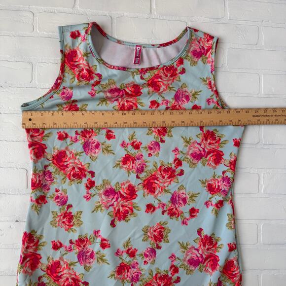 Double Take Women's Y2K Blue Pink Rose Tube Sleeveless Dress Plus Size 3x - Picture 4 of 7